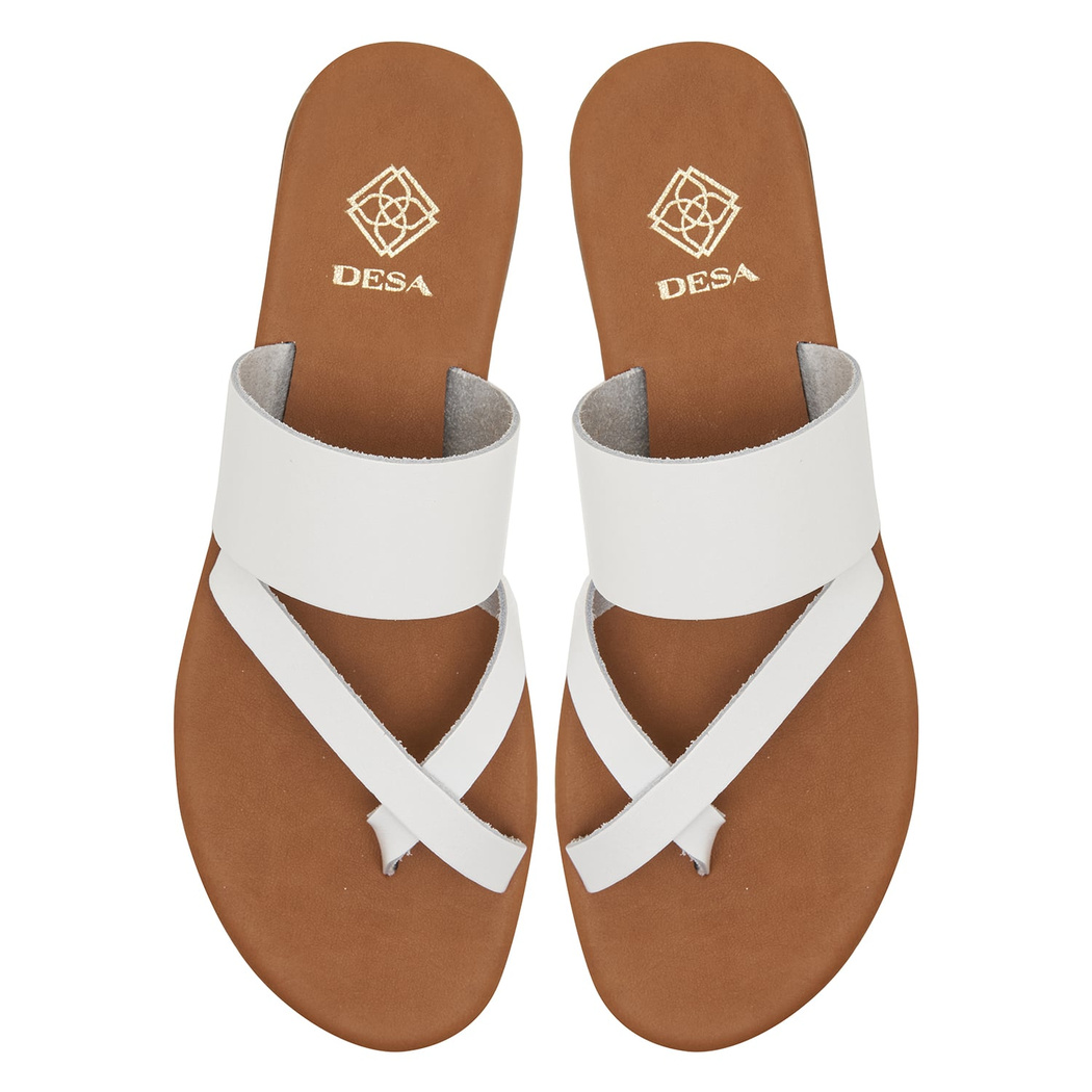 XXXLeila Beyaz Kadın Deri Terlik