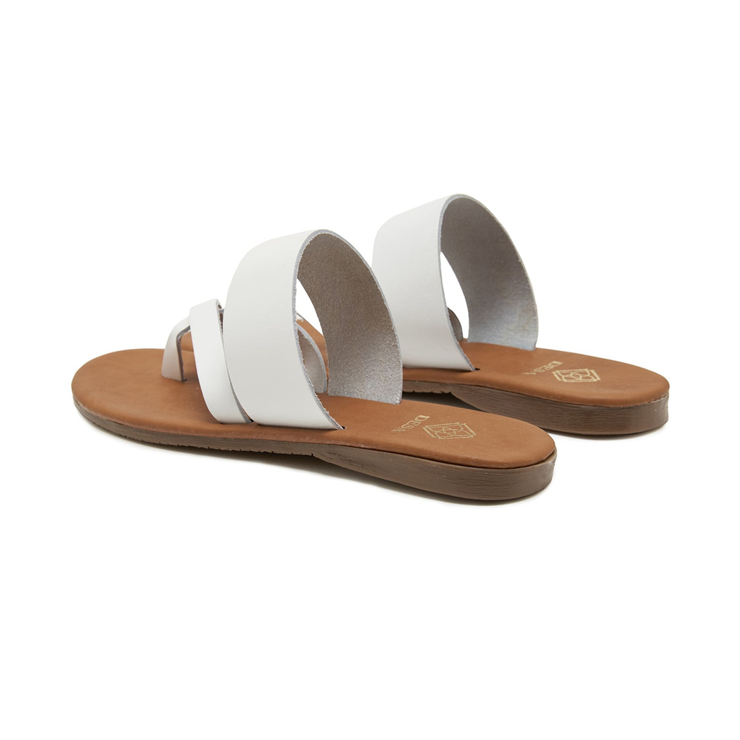 XXXLeila Beyaz Kadın Deri Terlik