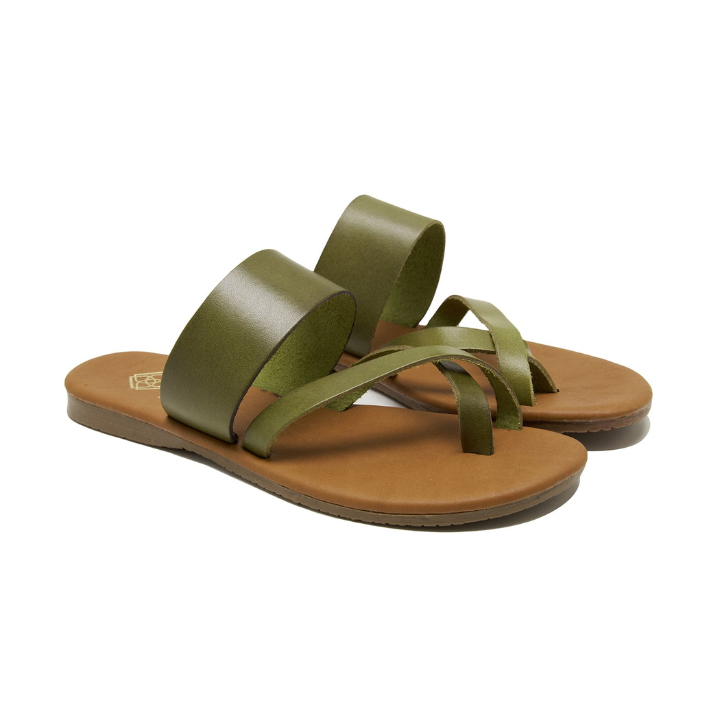 XXXLeila Yeşil Kadın Deri Terlik