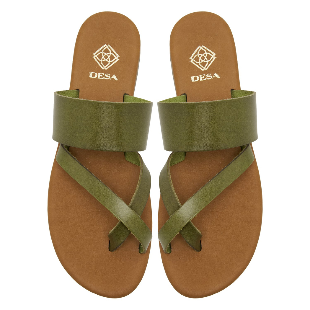 XXXLeila Yeşil Kadın Deri Terlik