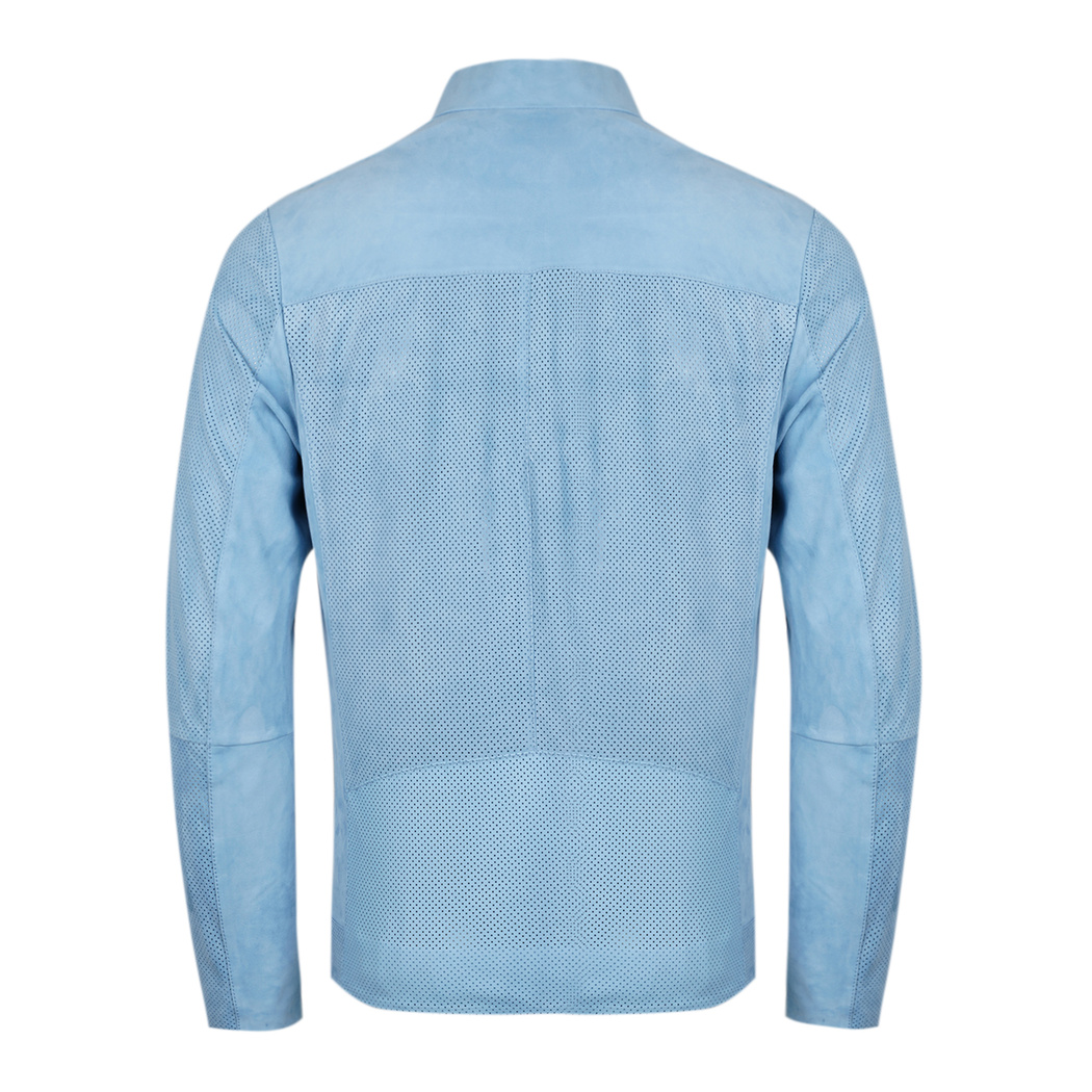 XXXZelmira Mavi Erkek Perfore Süet Deri Ceket