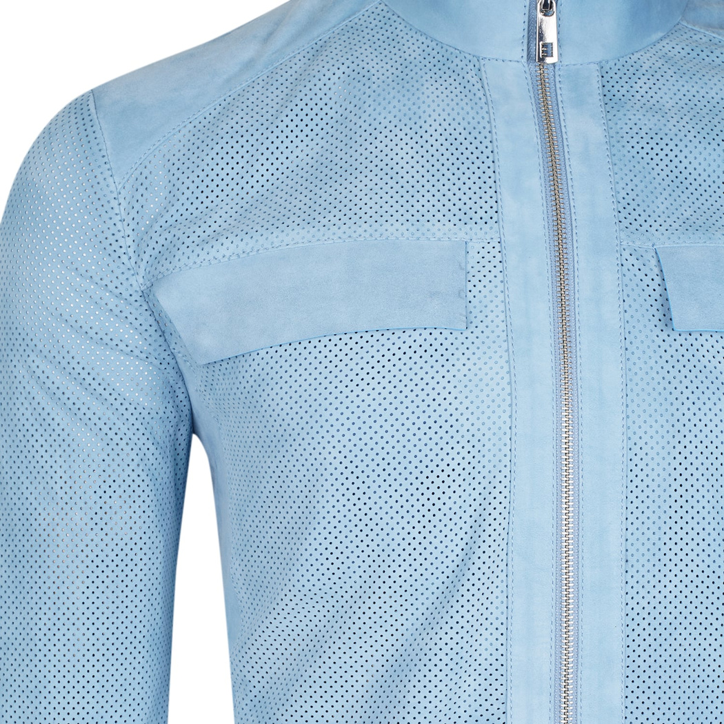 XXXZelmira Mavi Erkek Perfore Süet Deri Ceket