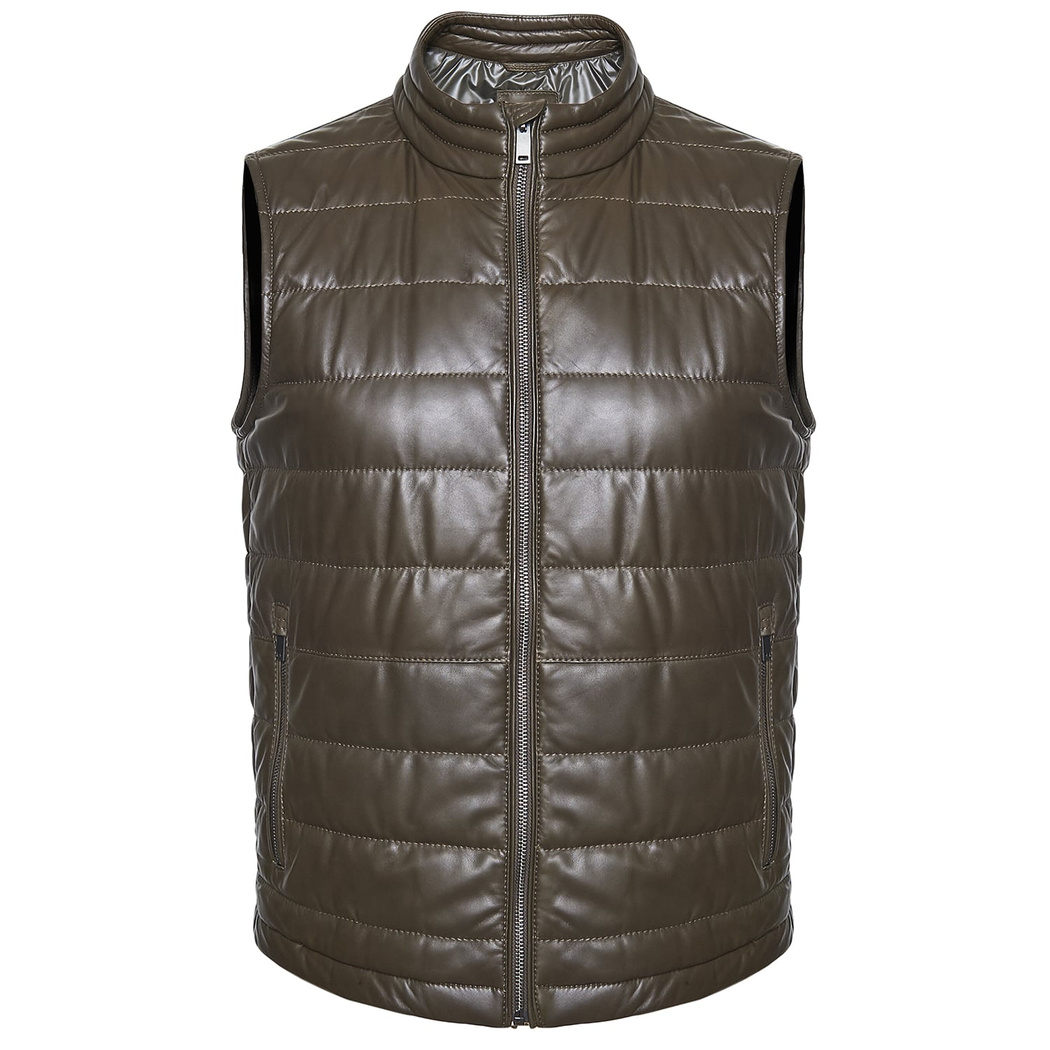 Yeşil Arrigo Erkek Deri Şişme Yelek