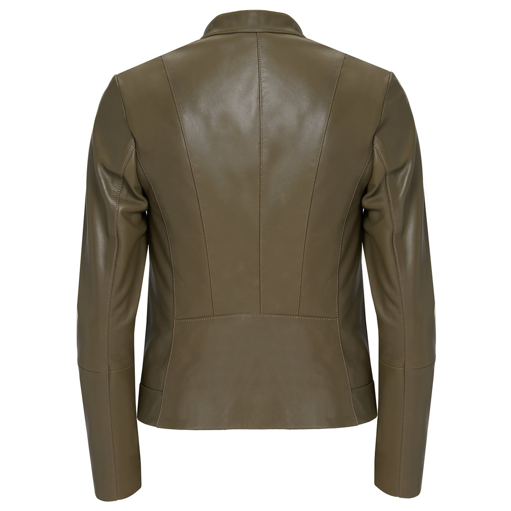 Yeşil Bellini Kadın Deri Kısa Mont