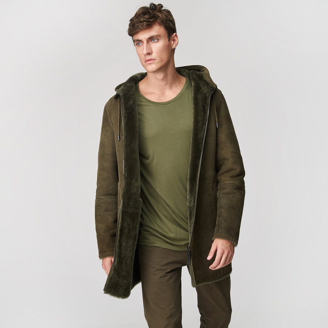 Yeşil Diocle Erkek Kürk Kaban