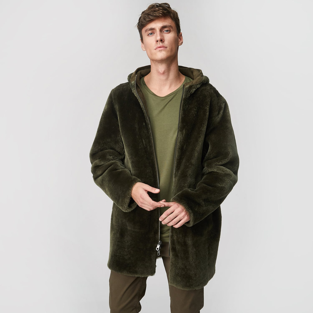 Yeşil Diocle Erkek Kürk Kaban