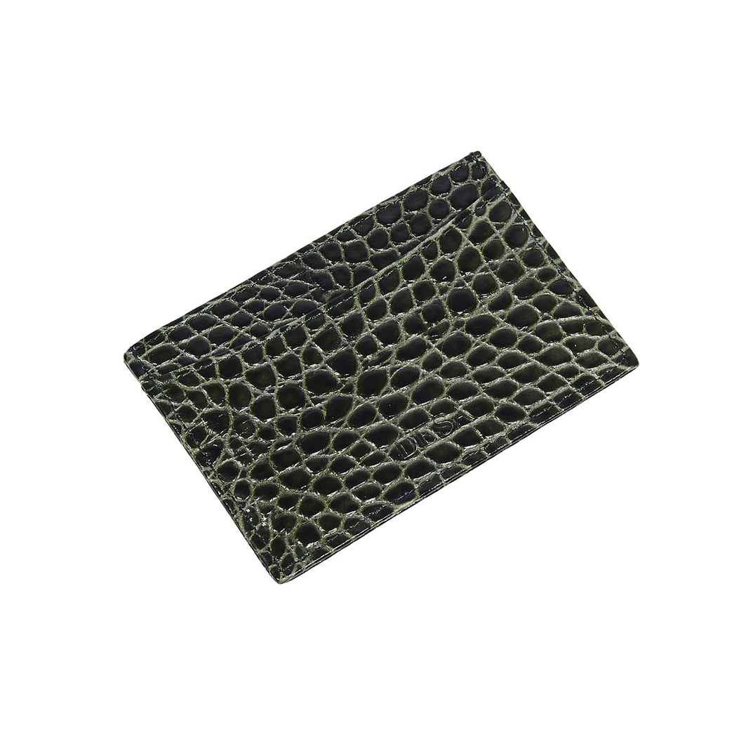 Yeşil Dukinea Kroko Baskılı Deri Kartlık