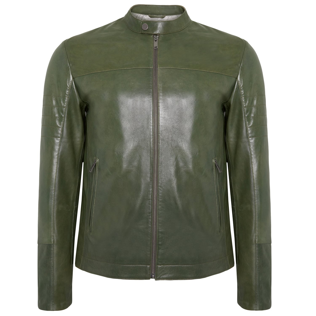 Yeşil Maso Erkek Deri Mont