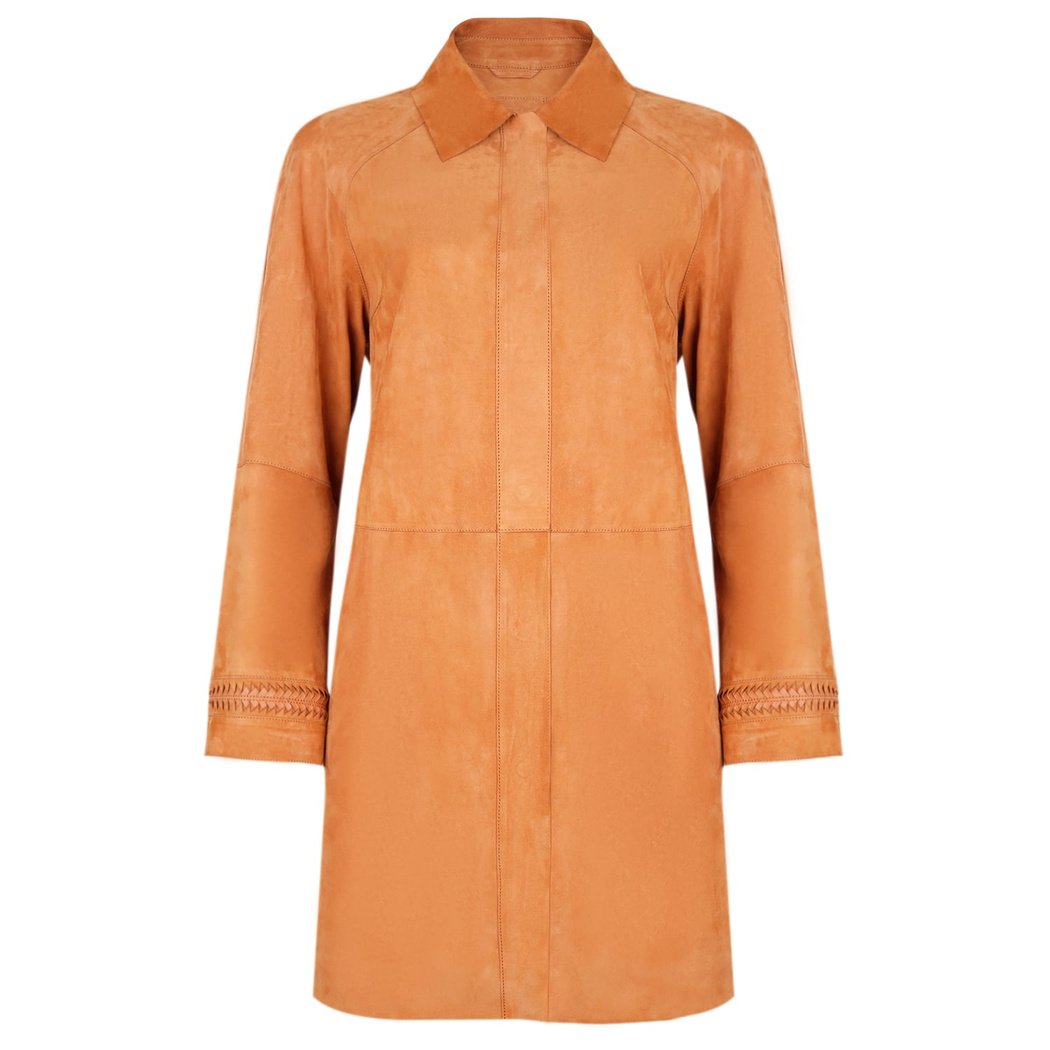 Ysabel Konyak Kadın Süet Deri Pardösü