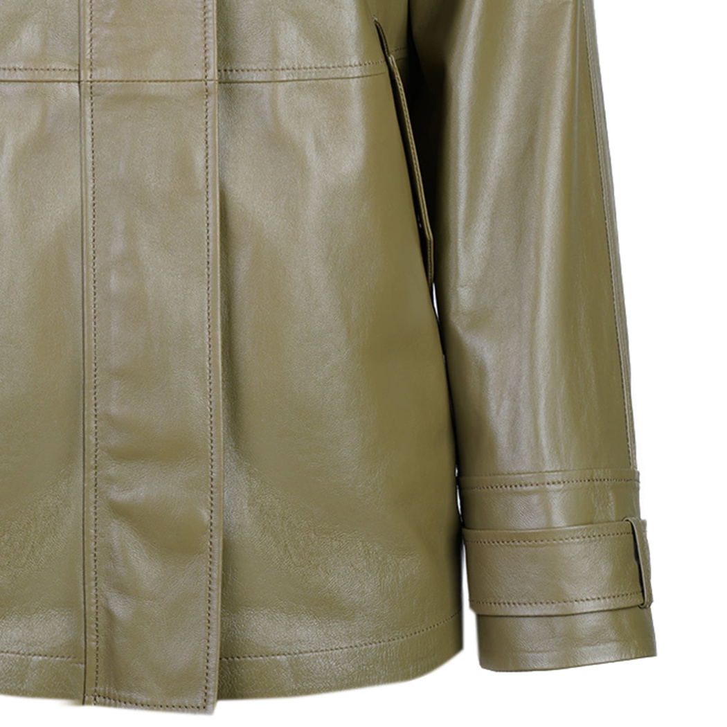 Zairo Yeşil Kadın Deri Pardösü