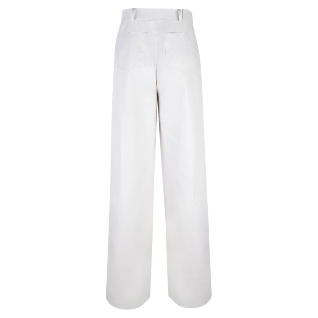 Zelinda Beyaz Kadın Deri Pantolon