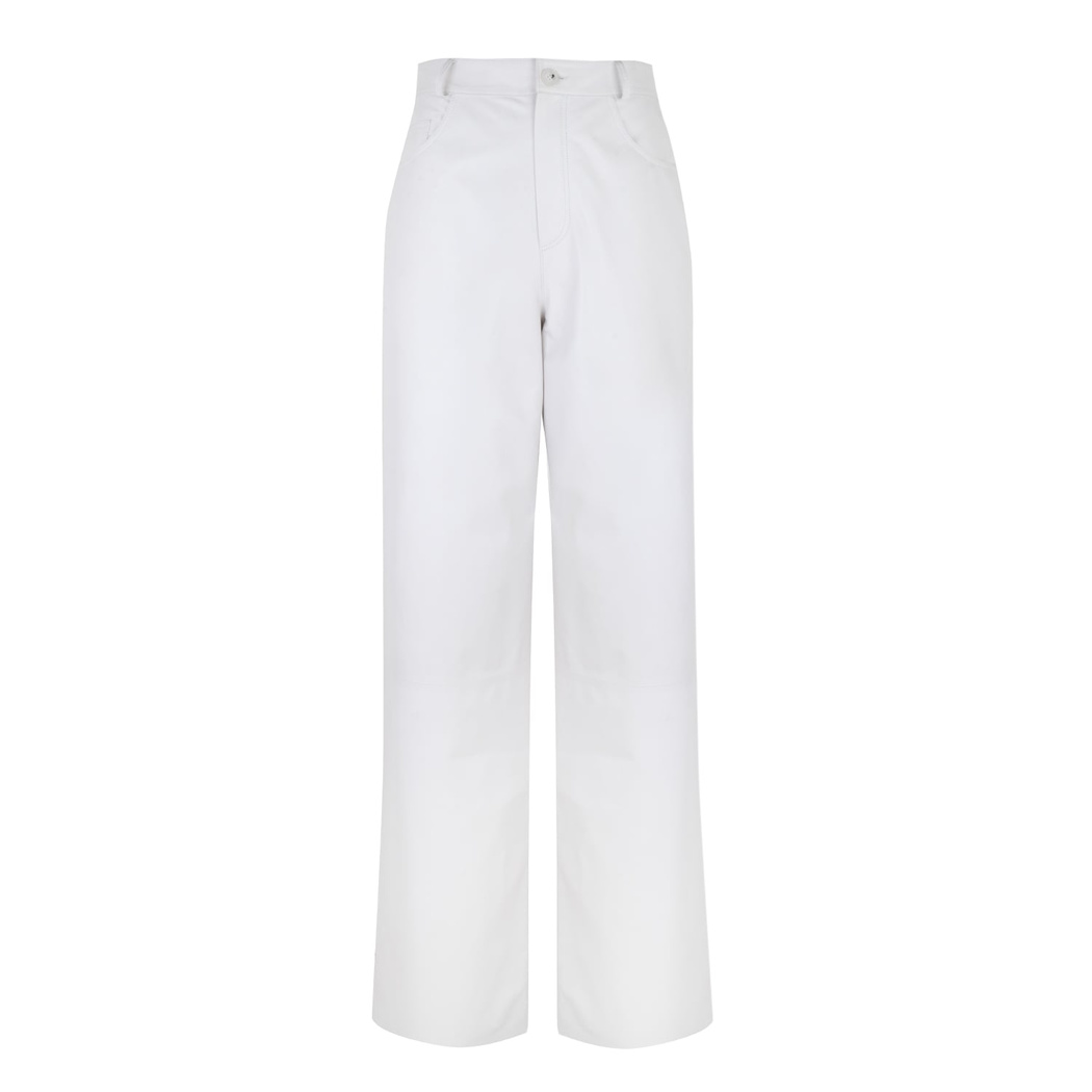 Zelinda Beyaz Kadın Deri Pantolon