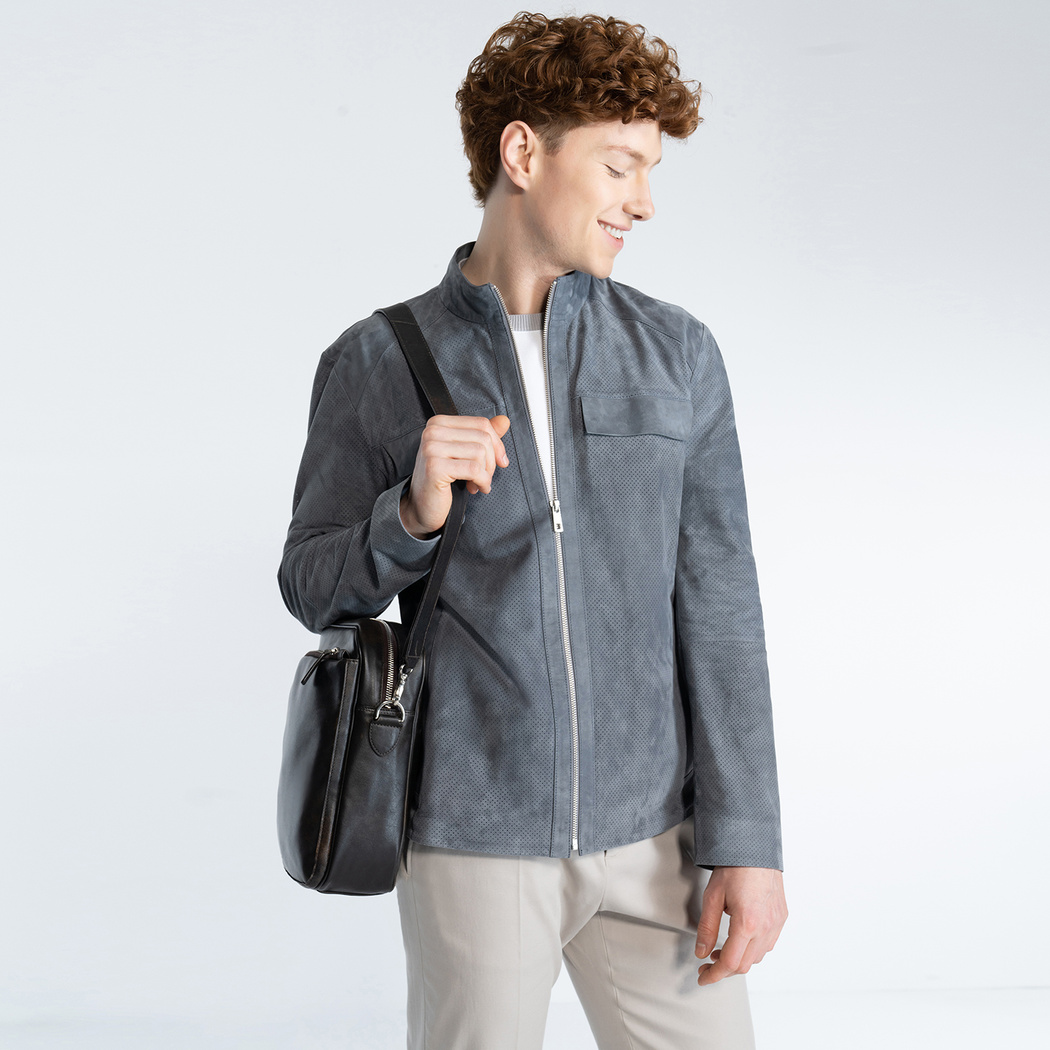 Zelmira Erkek Perfore Süet Deri Ceket