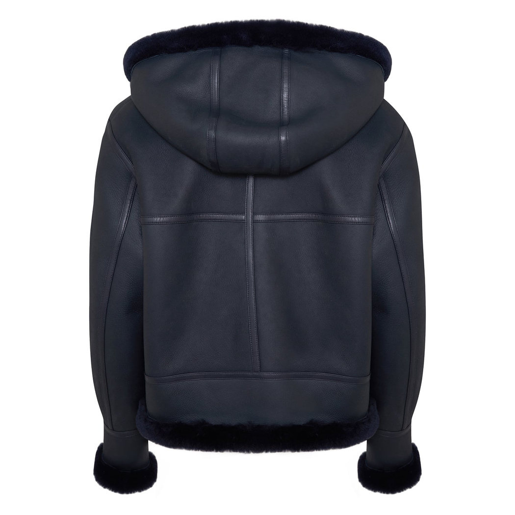 Zoe Lacivert Kadın Kürk Mont