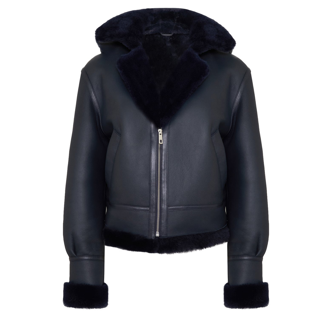 Zoe Lacivert Kadın Kürk Mont