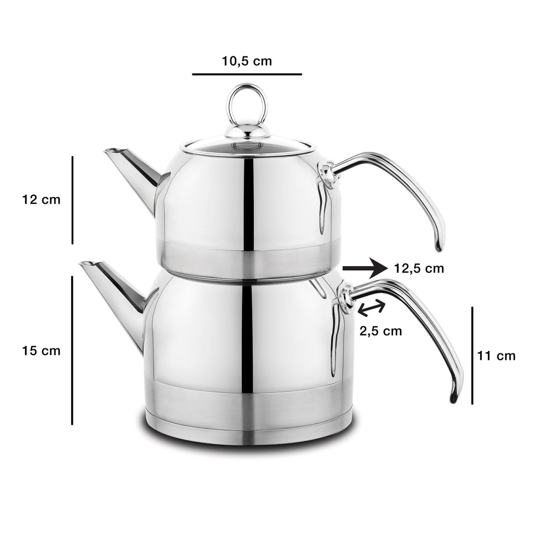 Schafer Ada Metal Çaydanlık Takımı (Büyük) 4 Parça-Inox