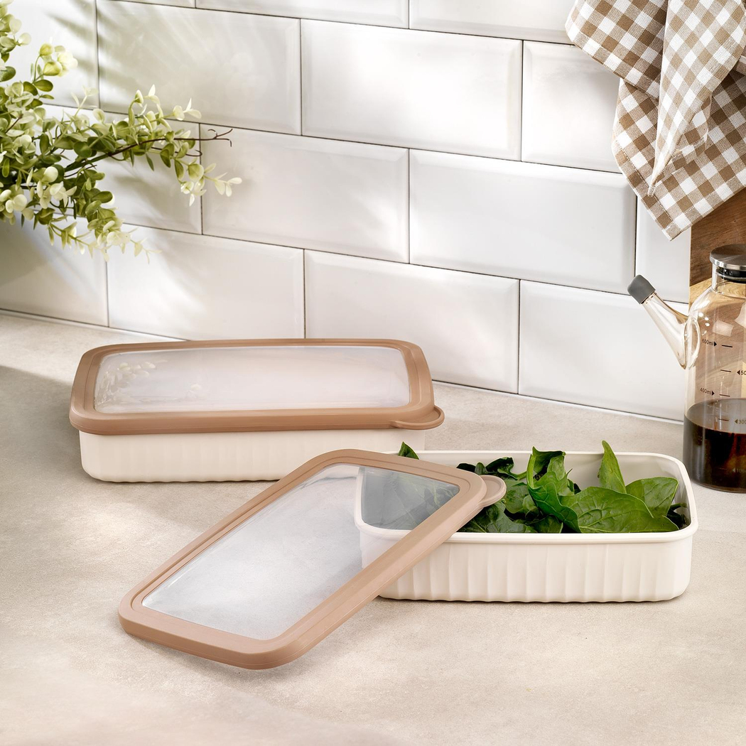 Schafer Ashley 2 li Dikdörtgen Sığ Saklama Kabı-Krem