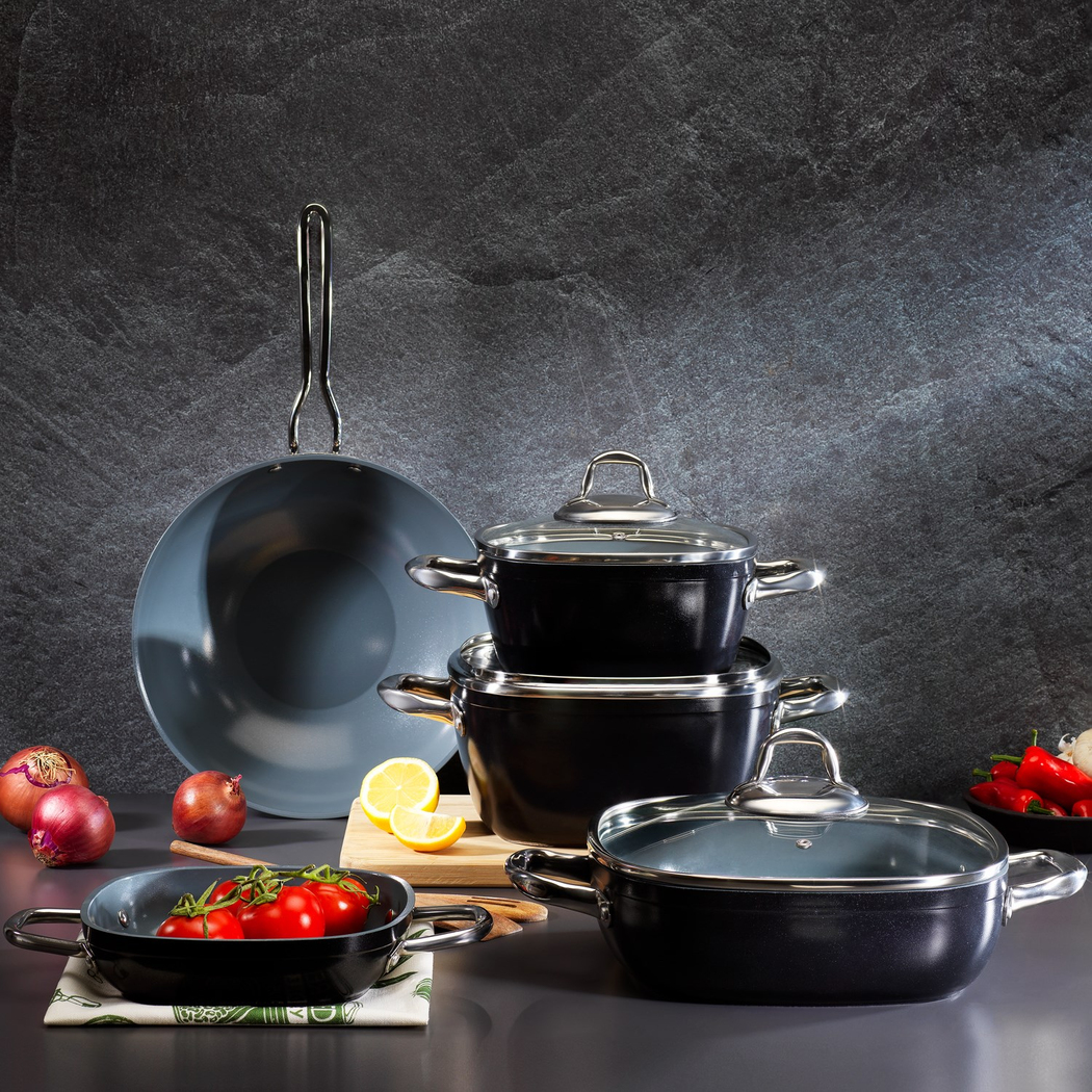 Schafer Gastronomie Master Seramik Wok Tava 28Cm-Siyah/Gri