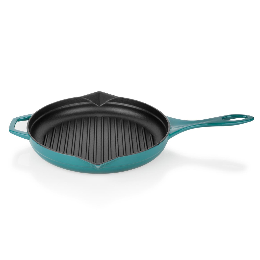 Schafer Guss Chef Döküm Yuvarlak Grill Tava 28Cm-Turkuaz