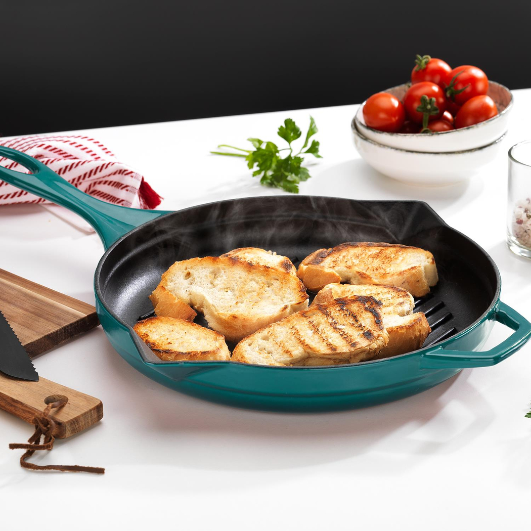 Schafer Guss Chef Döküm Yuvarlak Grill Tava 28Cm-Turkuaz