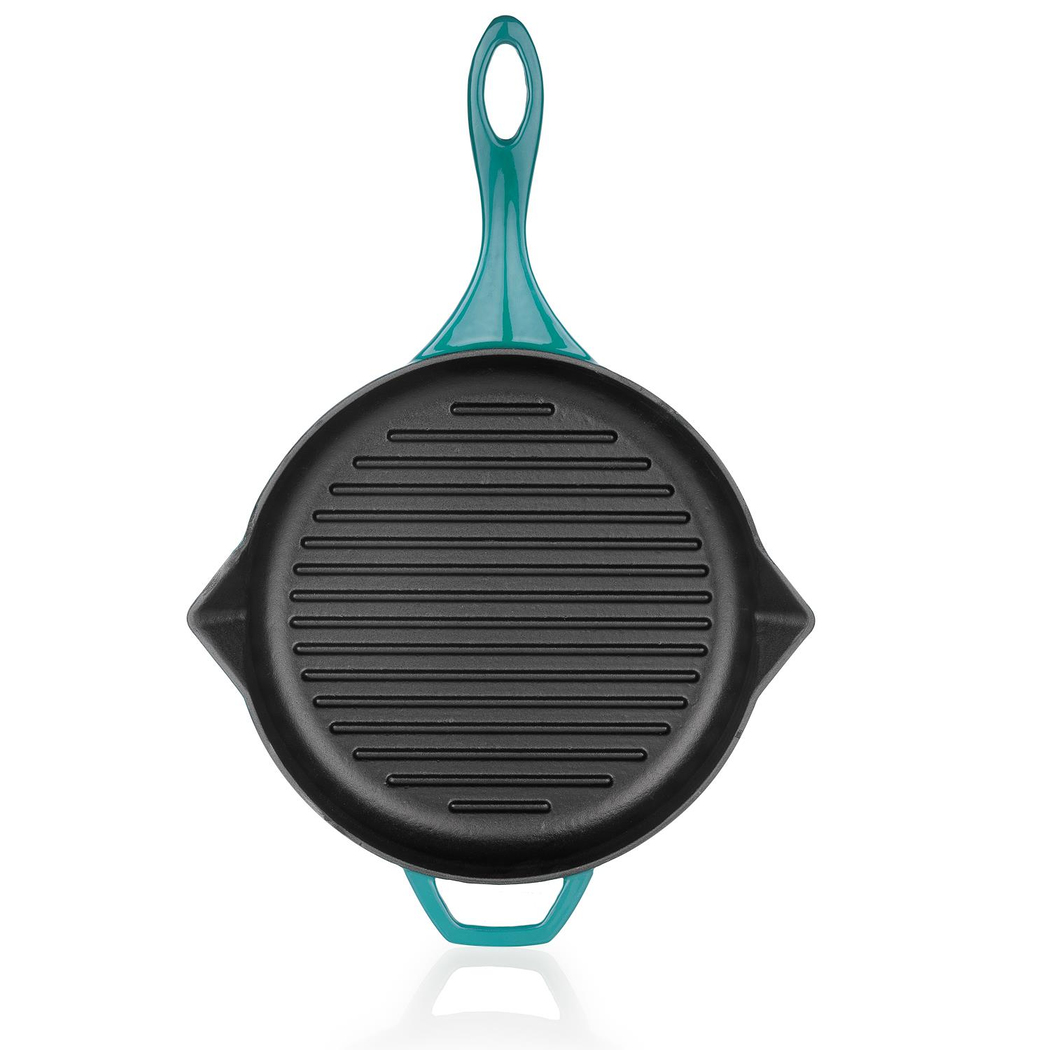 Schafer Guss Chef Döküm Yuvarlak Grill Tava 28Cm-Turkuaz