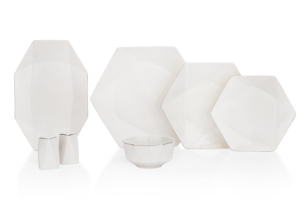 Schafer Hexa Yemek Takımı 56 Parça-Platin