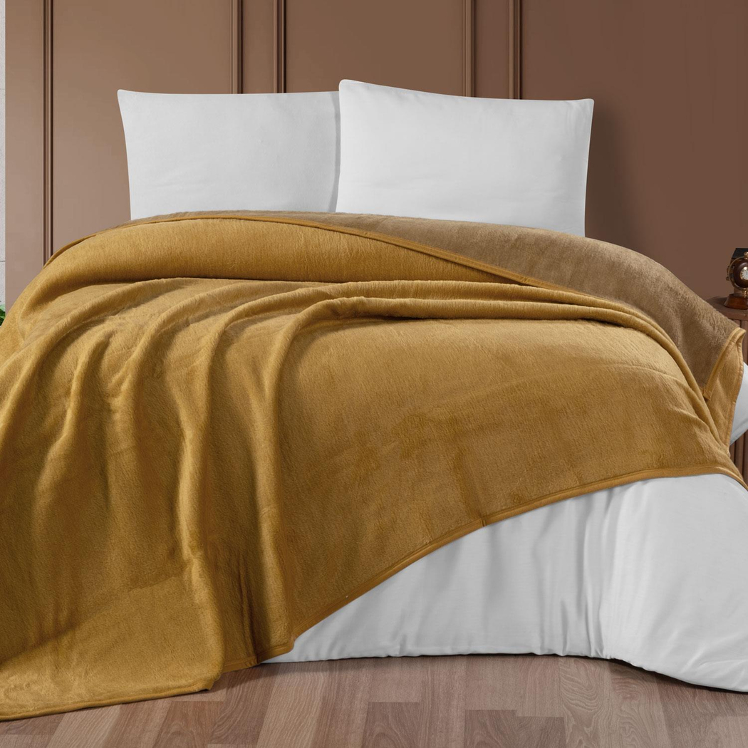 Schafer Home Bella Tek Kişilik Battaniye 150x200-Hardal02
