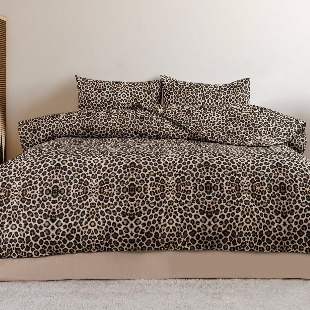 Schafer Home Leopard 3D Pamuk Çift Kişilik Nevresim Takımı 4 Parça
