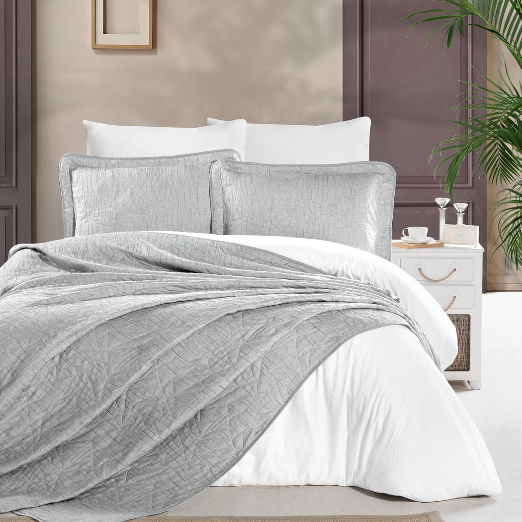 Schafer Home Shine Yatak Örtüsü Seti-3 Parça-Gri