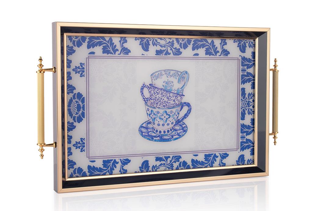Schafer Kunst Tepsi 1 Parça-Mavi Desenli