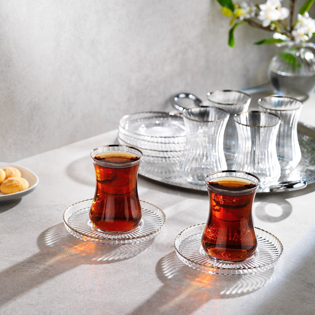 Schafer Optik 6 Kişilik Çay Seti 12 Parça-Platin
