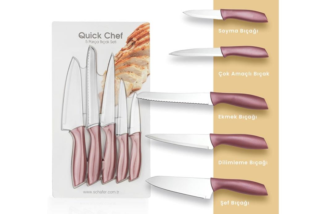 Schafer Quick Chef Bıçak Seti 5 Parça-Rosegold