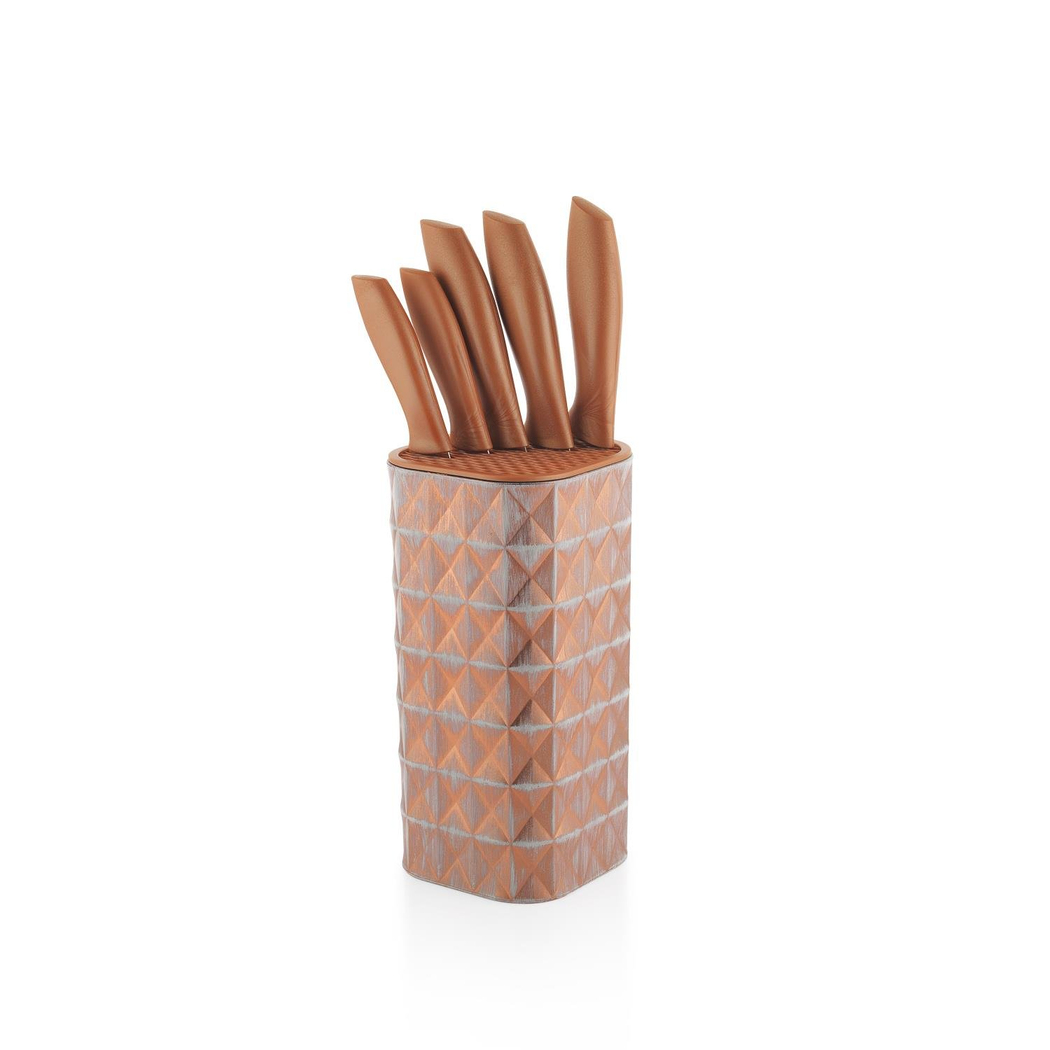 Schafer Quick Chef Standlı Bıçak Seti 6 Parça-Rosegold01
