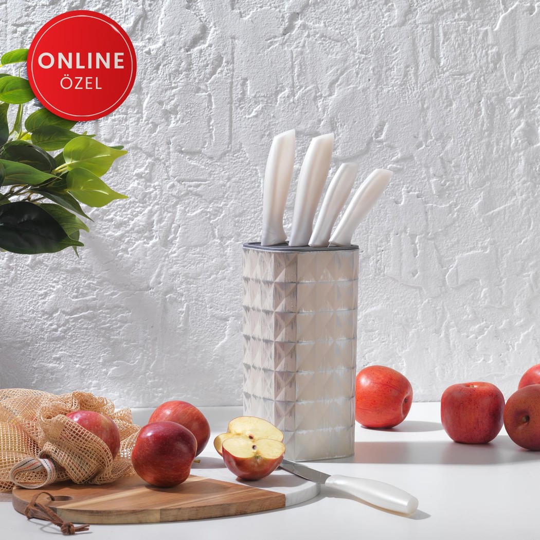 Schafer Quick Chef Standlı Bıçak Seti 6 Parça-Beyaz01
