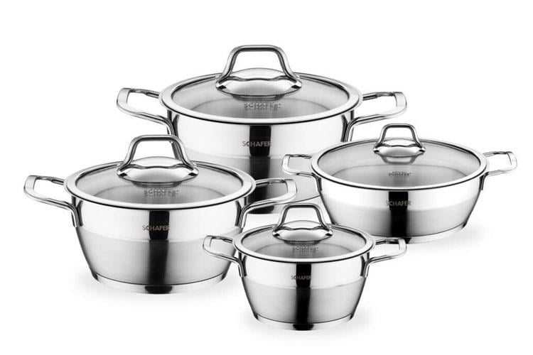 Schafer Vals Çelik Tencere Seti 8 Parça-Inox