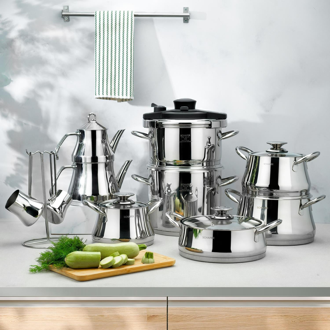 Schafer Caldron Çelik Çeyiz Seti 18 Parça-Inox