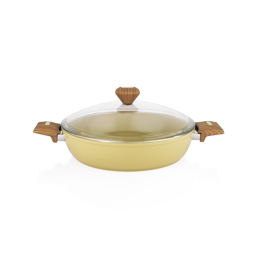 Schafer Fiesta Seramik Basık Tencere 30 Cm-Yeşil