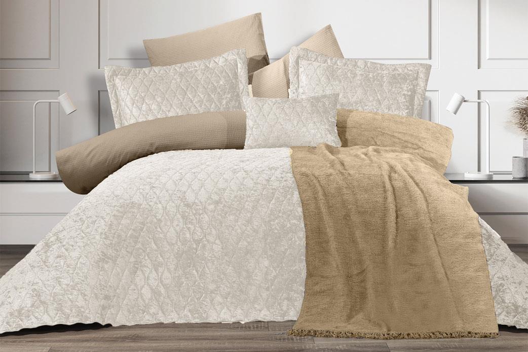 Schafer Home Daily Kadife Çeyiz Seti 9 Parça-Krem