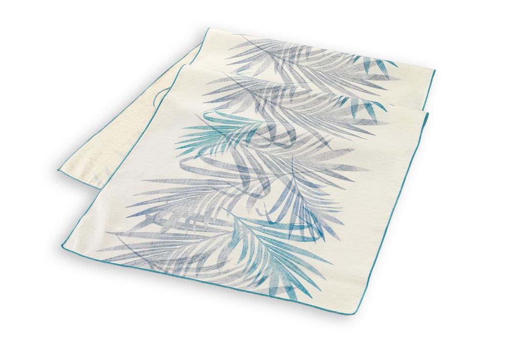 Schafer Home Leaf Poly Linen Runner 45x150-Mavi