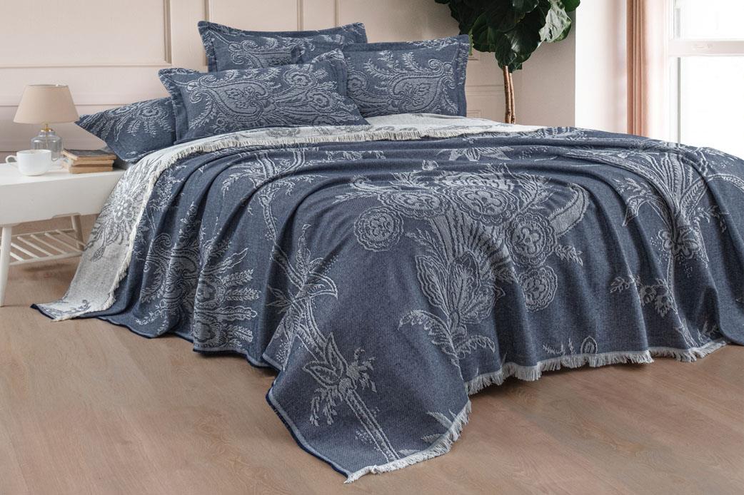 Schafer Home Lumina Yatak Örtüsü Seti 3 Parça-İndigo