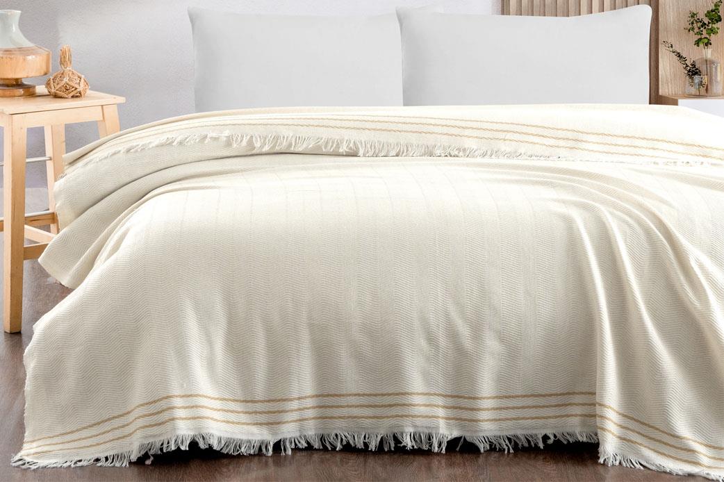 Schafer Home Rena Çift Kişilik Pike 200x230-Ekru/Hardal