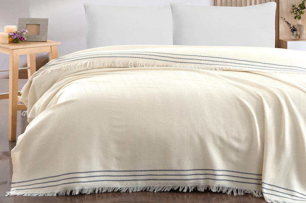 Schafer Home Rena Çift Kişilik Pike 200x230-Ekru/İndigo