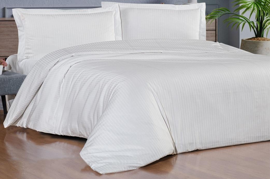 Schafer Home Shine Çizgili Pamuk Saten Çift Kişilik Nevresim Takımı-4 Parça