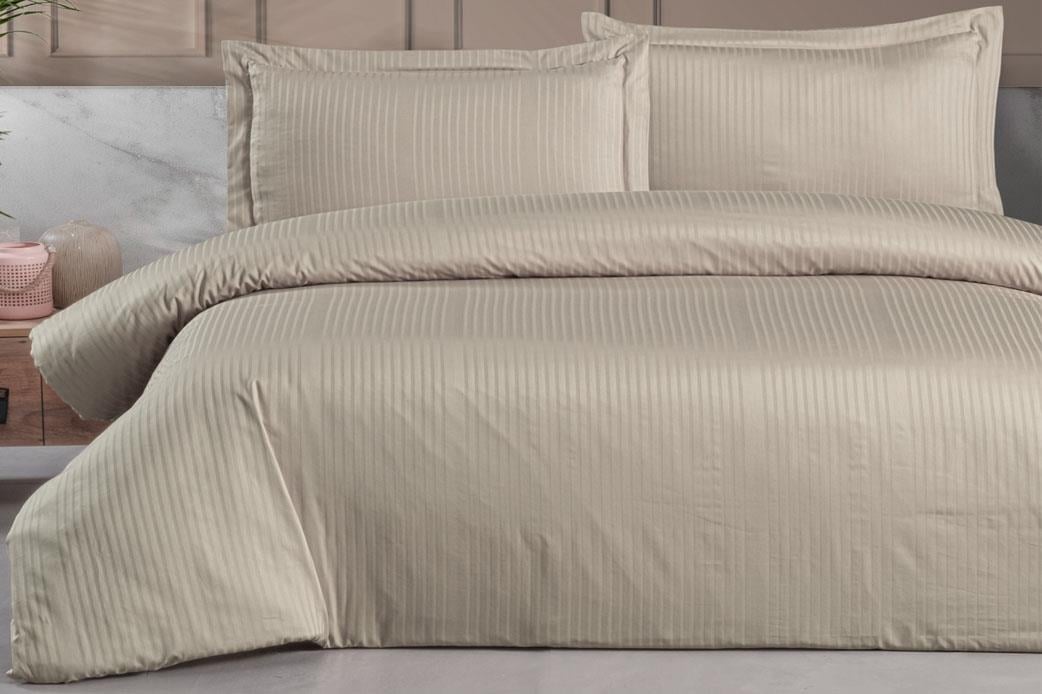 Schafer Home Shine Çizgili Pamuk Saten Çift Kişilik Nevresim Takımı-4 Parça