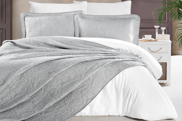 Schafer Home Shine Yatak Örtüsü Seti-3 Parça-Gri