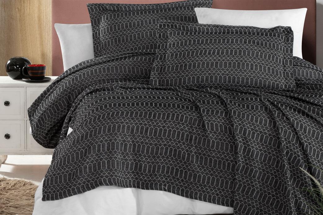 Schafer Home Soren 3 Parça Yatak Örtüsü Seti 230X240 - Siyah