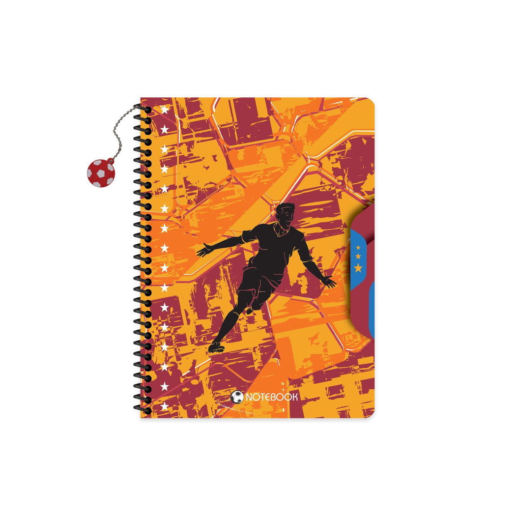 16,5x22,5 Spiralli Karton Kapak Charmlı Kareli Futbol Defter - Turuncu