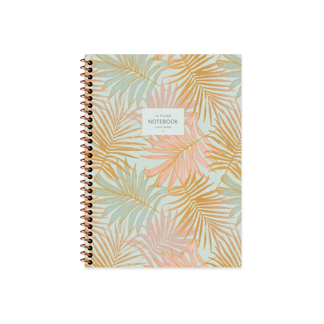 16,5x22,5 Spiralli Karton Kapak Çizgili La Plume Leaves Defter - Turuncu