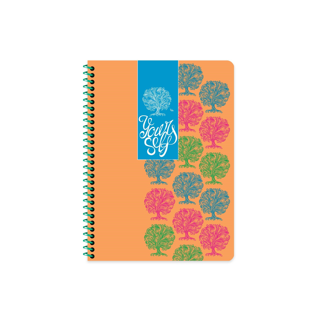 16,5x22,5 Spiralli Karton Kapak Çizgili Neon Defter - Turuncu