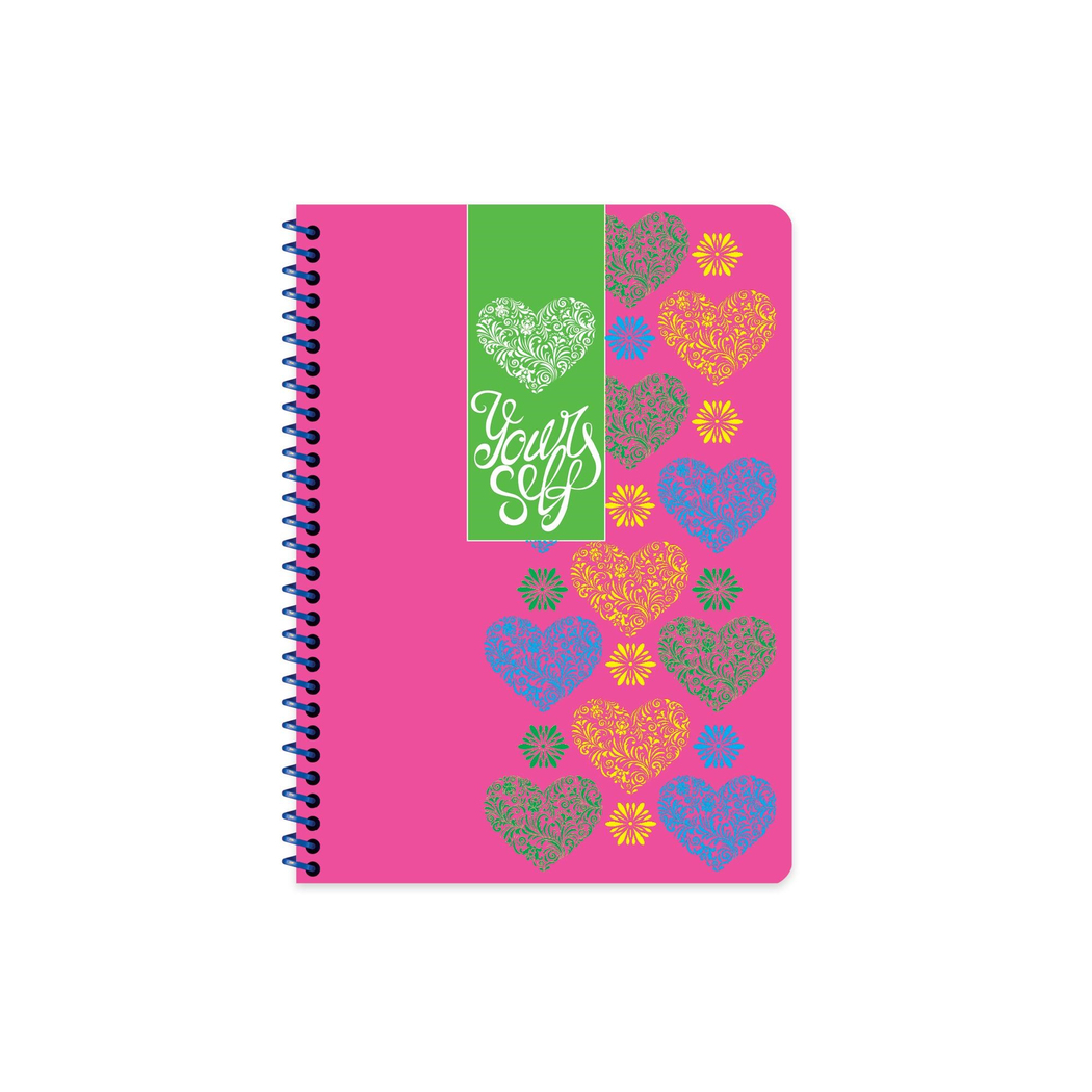 16,5x22,5 Spiralli Karton Kapak Çizgili Neon Defter - Pembe